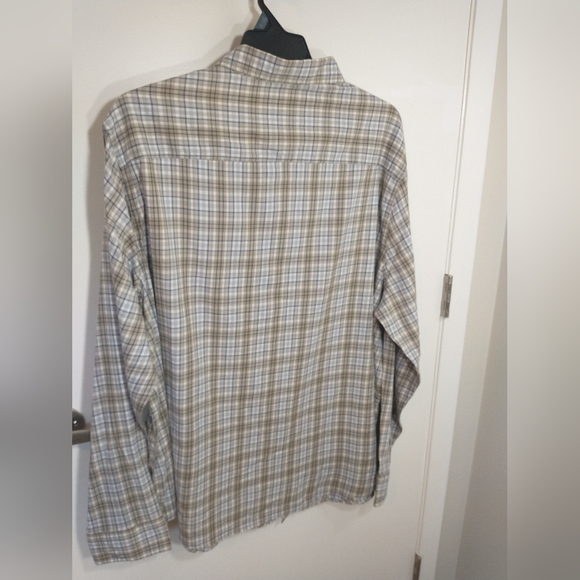 2 George Men Size 3XL Gray, Bown Plaid Long Sleeve Button Down Poplin Shirts - Picture 12 of 13